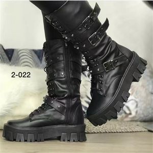 Buty Mid Calf Kobiety jesienne zima moda koronka zamek błyskawiczny botas mejr sportowy platforma obcasowa buty damskie kolano wysokie 231214