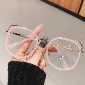 Sunglasses Frames Fashion Oversized Square Women Glasses Frame Vintage Clear Anti Blu Ray Eyewear Men Optical Pink Computer Goggle 231215