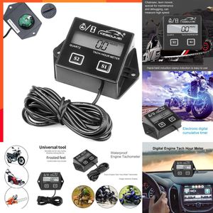 Auto eletrônica carro à prova dwaterproof água digital motor temporizadores medidor de hora tacômetro motor display lcd para moto barco marinho motor curso