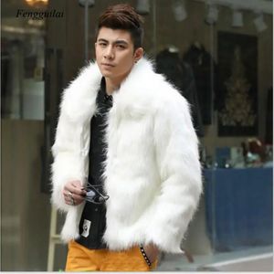 Männer Pelz Faux Pelz Homme Jacke Faux Leder Männer Weiß Schwarz Mode Mantel Pelz Fuchs Pelz Revers Männer der Casual Slim Mantel Jaqueta Motoqueiro 231215