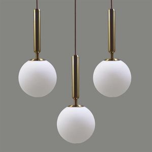 creative glass hanging lamp 15 20 25 30cm white ball light shade gold black bedroom restaurant bar175A