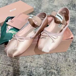 miui miui LUXURY MIU Paris Ballet Fashion Designer Professional Dance Shoes Satin ballerinas mm Platform Bowknot Shallow Mouth Single Shoe flat sandals for women
