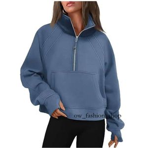 Lu-88 Yoga Half Zip Hoodie Jacket Designer Ströja Kvinnor Definiera träningspass Fitness Activewear Top Solid Zipper Sweatshirt 56 594