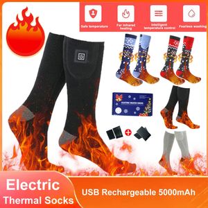 Sports Socks Winter Heated Electric Self Heat Wool Thermal Isolated Sock USB RECHARGEABLE 5000mAh App Control för Outdoor HIK 231215