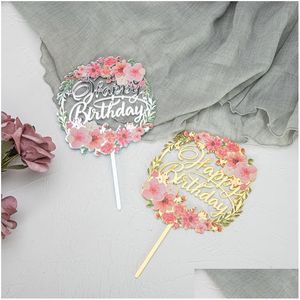 Cake Tools Happy Birthday Topper Party Decoration Supplies 1221942 Drop Delivery Home Garden Kitchen Dining Bar Bakeware Dhp5D