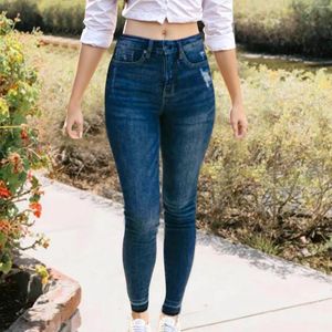 Kvinnors jeans sexiga pennbyxor denim byxor jean för kvinnor rippade hög elasticitet sliten liten fot smal fit baggy mångsidig