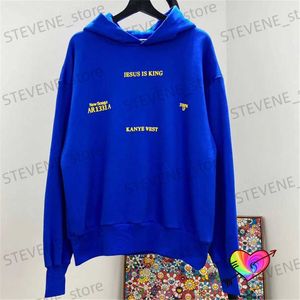 Erkek Hoodies Sweatshirts 2022 Mavi Hoodie Erkek Kadınlar Yeni Şarkılar İsa Kral Kapşonlu Büyük Boy Hip Hop Tur Saklıları Kapşonlu Sweatshirts T231215