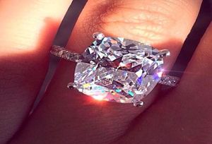 Modna biżuteria klasyczny styl Pierścienie dla kobiet Silver Color Noble 4 Claw Ring Gift Cubic Zirconia Square Pierścień ślubny7974420
