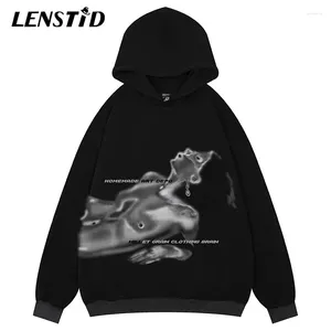 Men's Hoodies Autumn Mens Fleece Oversized Pullover Hip Hop Girl Graphic Print Streetwear Haruku Fashion Casual Hooded Sweatshirts