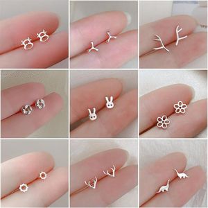 Stud Cute Tiny Mini Earring For Women Cow Cat Deer Crown Star Heart Flower Animal Girl Teen Lady Dating Jewelry Gift214p