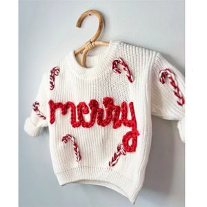 Pullover Christmas Baby Loose Sweter Knited Autum Winter Boy Girl Ubranie okrągły szyję Kid Toddler Sweters 231214