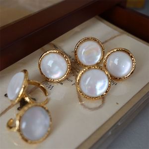 Bröllopsringar Vintage Natural Clear Shell Rings for Women smycken Runway Party T Show Fancy Trendy Boho Ins Japan 231214