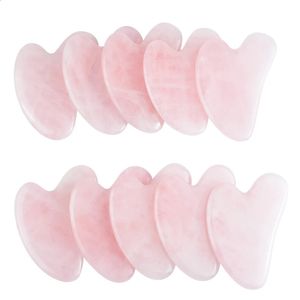 Massaggiatore per occhi Commercio all'ingrosso 10 PZ Pietra di giada naturale Quarzo rosa Gua Sha Board Strumento di massaggio Face Lift Guasha Raschiando Bellezza Salute Drop 231214