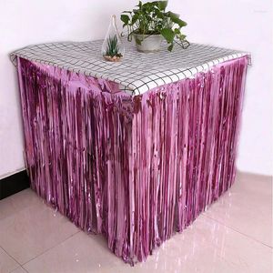 Saia de mesa 2.75m decoração de casamento rosa ouro franjas sobremesa arranjo chuva cortina de seda despedida de solteiro chá de bebê