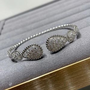 Bracciale rigido di alta qualità, tendenza, gioielli da donna, scintillante, goccia, braccialetto con perline, festa di compleanno, anno regalo, accessori