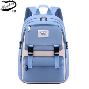 Mochilas escolares Fengdong bolsas de escola secundária para meninas estudantes muitos bolsos mochila escolar à prova d'água adolescente mochila de campus de alta qualidade 231214