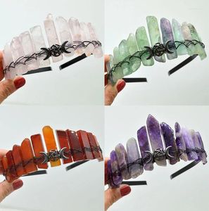 Hair Clips Wedding Bridal Crown Headband Tiara Woman Natural Stone Hairwear Jewelry Accessories Colorful Aura