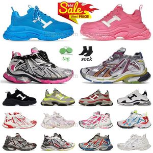 Paris Triple S Runner 7 Designer Shoes Tops Way Wave Hiking Sneaker Track Runners 77.0 Tess.s Burgundy All Black and White Pink Blue Plate-fomes Trainers