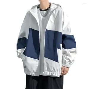 Herrjackor män höst och vinter y2k faller löst korea jacka kläder långärmad kontrasterande färgblock blixtlås avslappnad mode top coat