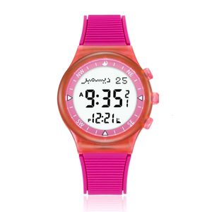 Children's watches Muslim Kids Watch with Neon Color Qibla Direction Prayer Alarm and Al-Harameen Fajr Time Clock 231215