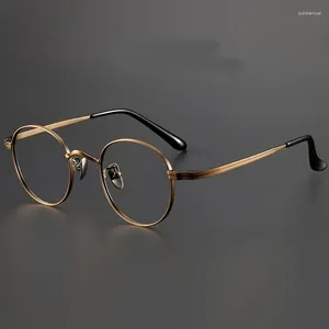 サングラスフレームウルトラライトピュアチタントレンディなビジネスグラス男性と女性のためのラウンドフレーム快適なミニマリストデザイン眼鏡