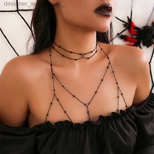 Other Fashion Accessories Rhinestones Tassel Bo Chain Beach Bikini Wedding Accessories Women's Black Sexy Bra Cross Bo Chain Necklace JewelleryL231215