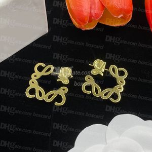 Lady designer charm örhängen smycken klassisk guld bokstav pläterade örhängen örhängen med presentförpackning