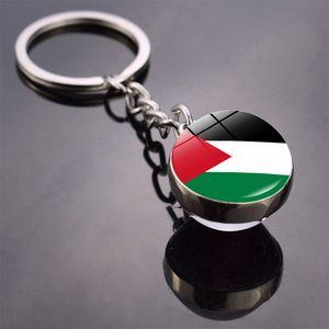 Palestine Pendant Keychains Round Shape Crystal Glass And Alloy Car Key Chain Glass Ball Pendant Keychain Gift 12 Styles