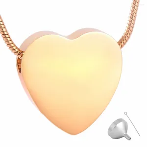 Pendanthalsband MJD8384 Plain Through Heart Urn - Memorial Ash Cremation Jewellery