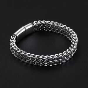 Modedesigner-Armband für Herren, Titan-Stahl, gewebt, zweireihig, vorne und hinten, Kiel-Magnetschnalle, Armband, Schmuck, Geschenk, Großhandel, Großhandel