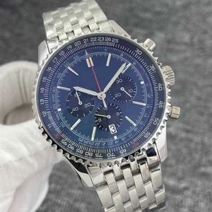 46mm New B01 품질 Navitimer 시계 크로노 그래프 쿼츠 운동 강철 제한 블랙 다이얼 50 주년 기념 남성 감시 스테인리스 STR2446