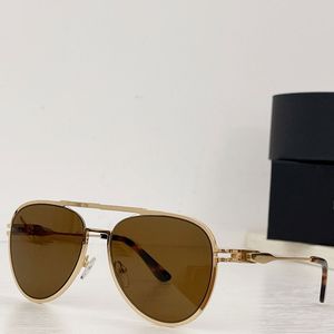 Óculos de sol de marca famosa, designer personalizado, marca masculina, homens, mulheres, estilo piloto, pernas de espelho de metal com logotipo, lente dourada, uv400, óculos de sol de condução com caixa SPA54Z