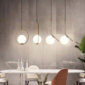 Nordic Chandelier Minimalist Art LED Chandelier Hang Glass Ball Living Room Bedroom Minimalist Restaurant Bar Home Lighting208l