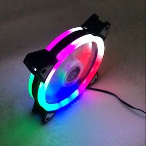 Computer Host Case Cooling Fan Dual Aurora Halo Eclipse LED Slient Cooler Fan 12cm Dual Aurora