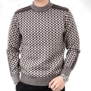 Men's Sweaters Fashion O-Neck Knitted Spliced All-match Lattice Sweater Clothing Autumn Casual Pullovers Long Sleeve Korean Tops