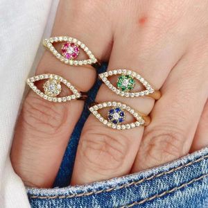 Cluster Rings 10Pcs Dainty Trendy Thin Jewelry Eyes Design Finger Gold Plated Color Zircon Micro Pave For Women