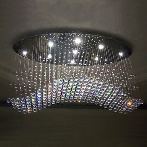 żyrandole owalne fala zasłony nowoczesne żyrandole kryształ lampa salon el oświetlenie 237p