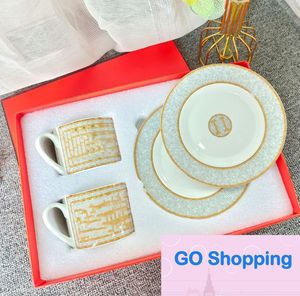 Wholesale Fashion Coffee Cup Set European Style Afternoon Tea Set Black Tea Cup Coffee 2 Cups 2 Saucer Gift Box