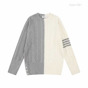 Designer brand Tom matching woolen sweaters for men and women the classic four-stripe basic sweater pullover for women