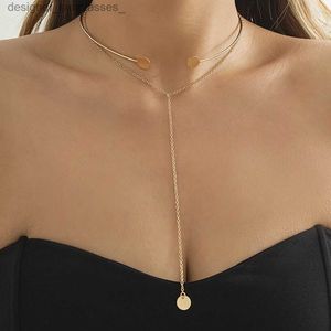 Other Fashion Accessories Ingemark Minimalism Short Choker Necklace for Women Girls Chest Breast Deco Prom Party Multilayer Long Chain Jewelry 2022 NewL231215