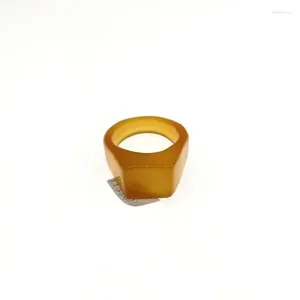Cluster-Ringe, zertifizierter chinesischer natürlicher gelber Achat, handgeschnitzter Männerring, 1 Stück
