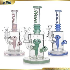 Hittn Factory 2024 Ny Bong Mushroom Perc Glass Bong Water Pipe 9,7 tum mjölkfärger raka rör Handblåst vatten bong 14mm manlig fog 420 gåva