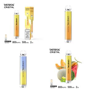 新しい到着Tastefog Dosurable Crystal Vape 800 Puffs 2％TPD Eタバコ2ML 500MAH 10フレーバーRGB懐中電灯10フレーバー工場価格