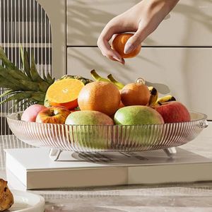 Plates Durable Electroplated Fruit Bowl Elegant Light Luxury Transparent Plate With Opening Design Feet For Room