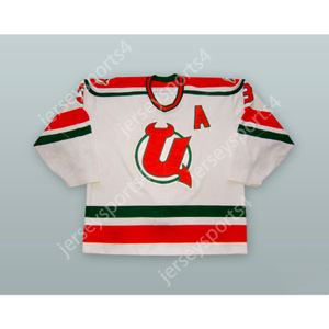 БЕЛАЯ ХОККЕЙНАЯ ТРИКОТАЖА JAMIE HUSCROFT 3 UTICA DEVILS, НОВАЯ, с прострочкой сверху, S-M-L-XL-XXL-3XL-4XL-5XL-6XL