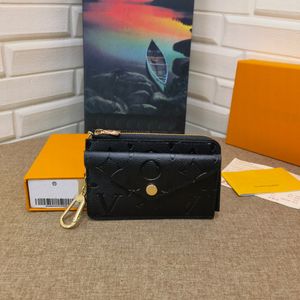 NOVAS Carteiras de Designer de Alta Qualidade Luxurys Recto Verso Bolsa de Moedas Em Relevo Flor Carta Titular de Cartão Feminino Moda Envelope Pequeno Saco de Embreagem com CAIXA