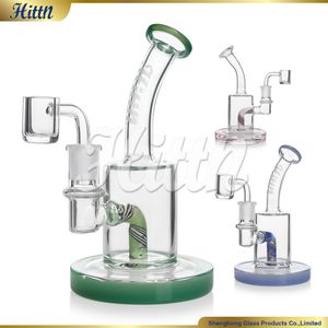 Hittn Dab Rig Glass Bong American Color Hand Blound 420 Стеклянная водопроводная труба 7,2 дюйма Портативная масляная установка с 14 -мм кварцевым Banger Green Blue Pink