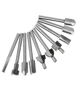 10 pçslote 18 mini haste hss carpintaria roteador bits caber dremel ferramentas rotativas carpintaria roteador bits fresa 4180193