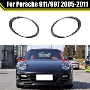 ポルシェ911 997 2005〜2011カーフロントヘッドライトレンズカバーランプシェードヘッドランプライトガラスシェル用のオートケースヘッドランプキャップ