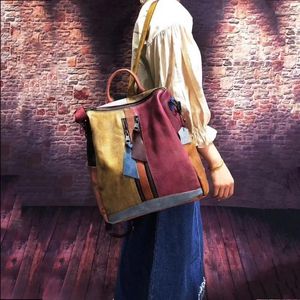 Schultaschen, Modetrend, Vintage-Damentasche, Lederhandtasche, geriebener Farbrucksack